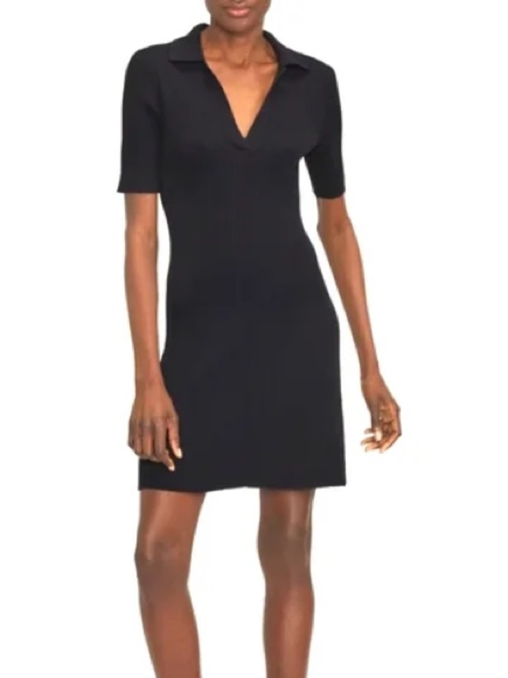 Everlane Viscose Knit Polo Black Mini Dress Small Minimalist Preppy Casual NWT